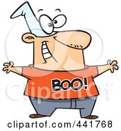 Royalty Free RF Clip Art Illustration Of A Cartoon Lame Man Wearing A Boo Shirt by toonaday