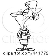 Royalty Free RF Clip Art Illustration Of A Cartoon Black And White Outline Design Of A Female Scout Leader