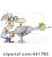 Cartoon Scientist Using A Laser Gun
