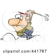 Poster, Art Print Of Cartoon Golfer Swinging At His Last Ball