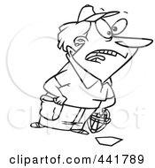 Royalty Free RF Clip Art Illustration Of A Cartoon Black And White Outline Design Of A Female Umpire by toonaday
