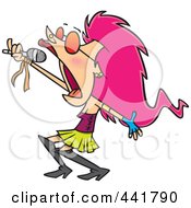 Royalty Free RF Clip Art Illustration Of A Cartoon Lady Rock Star Singing by toonaday