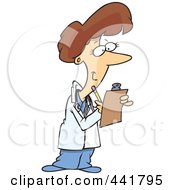 Royalty Free RF Clip Art Illustration Of A Cartoon Female Doctor Taking Notes by toonaday