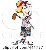 Poster, Art Print Of Cartoon Female Golfer Viewing