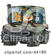 Poster, Art Print Of Sparky Dog Character Soldier Driving A Hummer