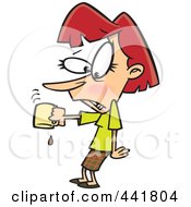 Royalty Free RF Clip Art Illustration Of A Cartoon Businesswoman Pouring The Last Drop Of Coffee
