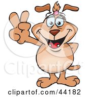 Clipart Illustration Of A Sparkette Dog Character Gesturing The Peace Sign