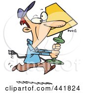 Poster, Art Print Of Cartoon Man Running With A Lamp