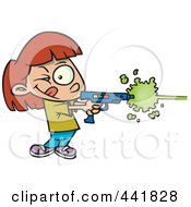 Cartoon Girl Playing Laser Tag
