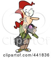 Royalty Free RF Clip Art Illustration Of A Cartoon Female Photographer Taking Pictures