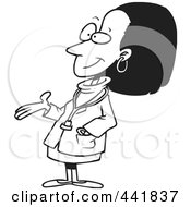 Royalty Free RF Clip Art Illustration Of A Cartoon Black And White Outline Design Of A Black Female Doctor