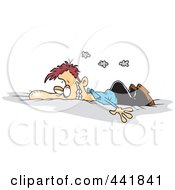 Royalty Free RF Clip Art Illustration Of A Cartoon Businessman Crashing Into The Ground
