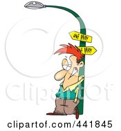 Cartoon Man Leaning Against A Lamp Post