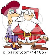 Poster, Art Print Of Cartoon Adult Woman Sitting On Santas Lap