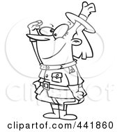 Poster, Art Print Of Cartoon Black And White Outline Design Of A Female Royal Canadian Mounted Police Officer