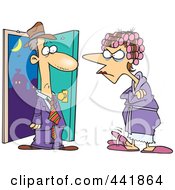 Royalty Free RF Clip Art Illustration Of A Cartoon Mad Wife Glaring At Her Late Husband
