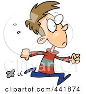 Royalty Free RF Clip Art Illustration Of A Cartoon Late Boy Running