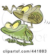 Cartoon Frogs Playing Leap Frog