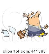 Cartoon Lax Businessman Dropping Confidential Paperwork