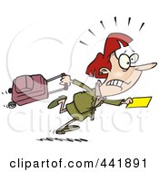 Poster, Art Print Of Cartoon Late Businesswoman Trying To Get To Her Flight