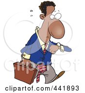 Royalty Free RF Clip Art Illustration Of A Cartoon Stressed And Late Black Businessman by toonaday