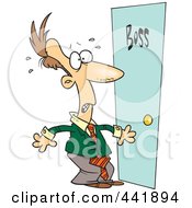 Poster, Art Print Of Cartoon Leary Businessman By A Door