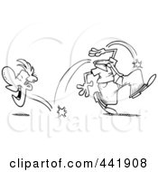 Royalty Free RF Clip Art Illustration Of A Cartoon Black And White Outline Design Of A Businessman Laughing His Head Off