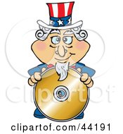 American Uncle Sam Standing Behind A Blank Gold Cd Or Dvd