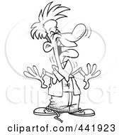 Royalty Free RF Clip Art Illustration Of A Cartoon Black And White Outline Design Of A Man Laughing