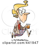 Royalty Free RF Clip Art Illustration Of A Cartoon Late Businesswoman Running Back From Lunch