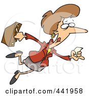 Poster, Art Print Of Cartoon Businesswoman Running With A Lead