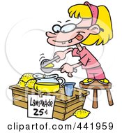 Cartoon Little Girl Making Lemonade