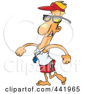 Cartoon Lifeguard Walking