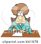 Poster, Art Print Of Cartoon Depressed Woman Writing A Letter