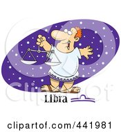 Royalty Free RF Clip Art Illustration Of A Cartoon Astrology Libra Man Over A Purple Starry Oval by toonaday