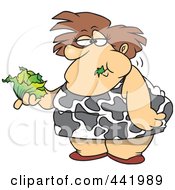 Cartoon Fat Woman Eating A Head Of Lettuce