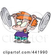 Poster, Art Print Of Cartoon Little Boy Lifting A Barbell