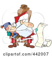 Poster, Art Print Of Cartoon Santa Reading A Boys Long Christmas List