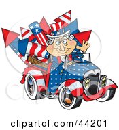 American Uncle Sam Driving A Ute With Rockets In The Back