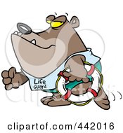 Poster, Art Print Of Cartoon Lifeguard Bear Carrying A Life Buoy