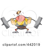 Poster, Art Print Of Cartoon Man Lifting A Barbell