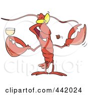 Poster, Art Print Of Cartoon Lobster Drinking Wine