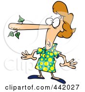 Cartoon Lying Woman With A Long Nose