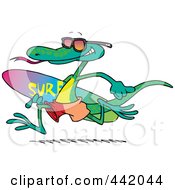 Poster, Art Print Of Cartoon Surfing Lizard