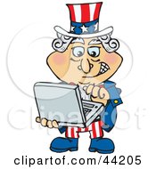 American Uncle Sam Emailing On A Laptop