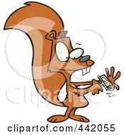 Cartoon Squirrel Using A Lint Brush