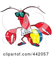 Poster, Art Print Of Cartoon Lobster At The Beach