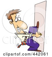 Poster, Art Print Of Cartoon Locked Out Businessman Trying To Open A Door