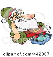 Poster, Art Print Of Cartoon Santa Relaxing With A Foot Bath