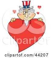 Clipart Illustration Of An American Uncle Sam With A Giant Red Heart by Dennis Holmes Designs